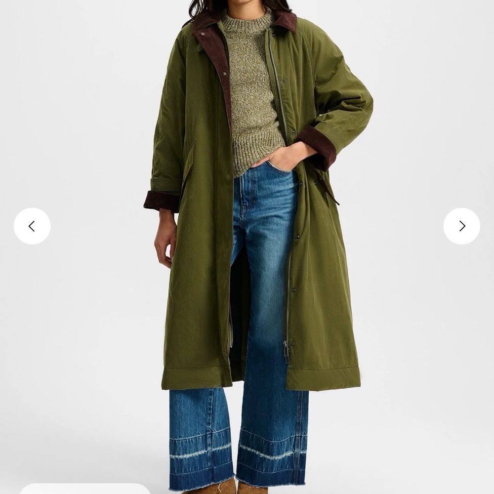 Veronica Beard Olive Trench Coat with Brown Accents